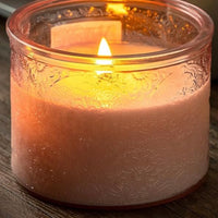 Pink glass large collectible decorative candle